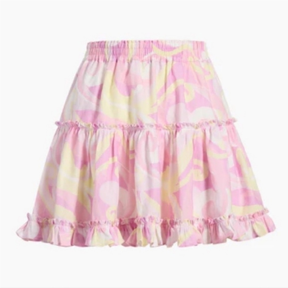 Hill House Paz Skirt Linen Lined‎ Ruffles Candy Kaleidoscope NWT